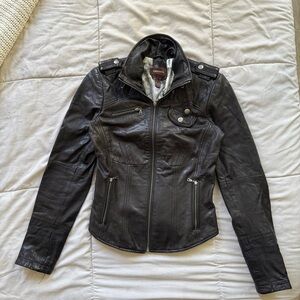 Danier Genuine Leather Fitted Moto Jacket